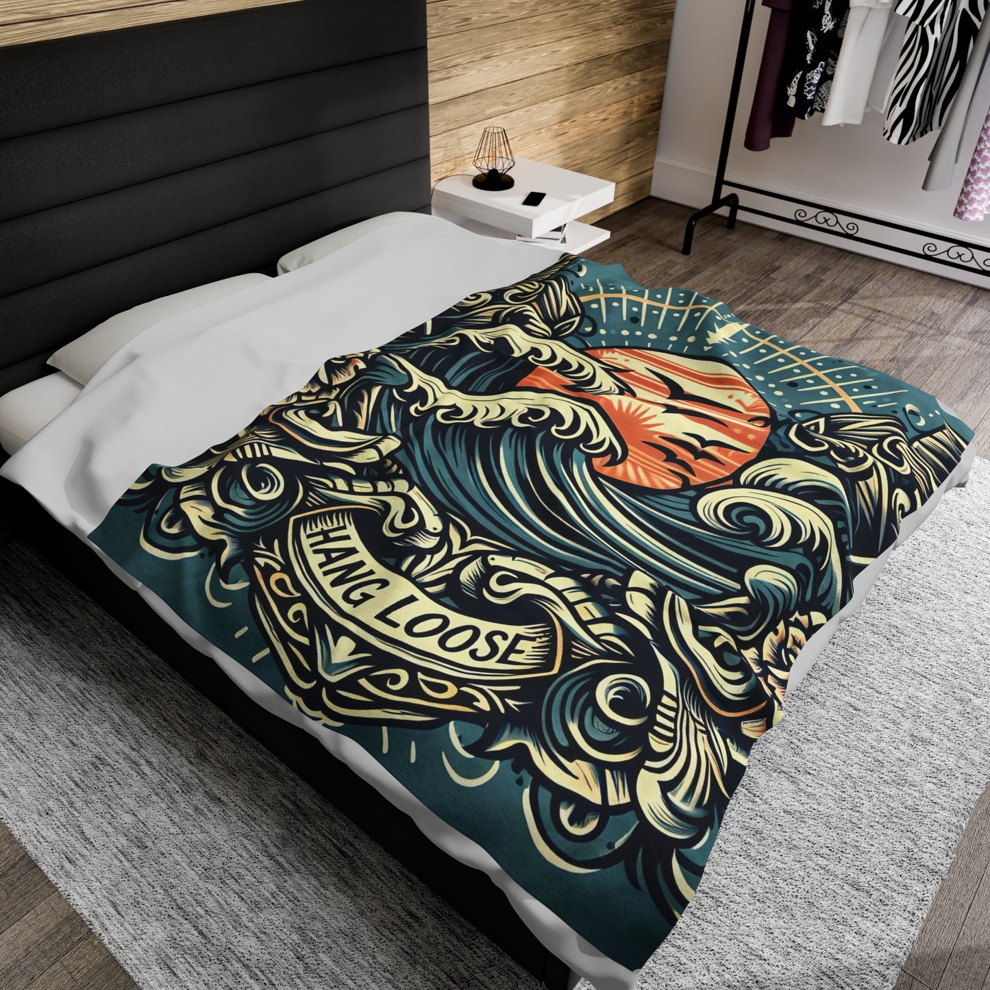 Hawaiian Hang Loose Throw Blanket, Hawaii Blankets, Surf Blanket, Waves Blanket, Ocean Blanket, Beach Blankets