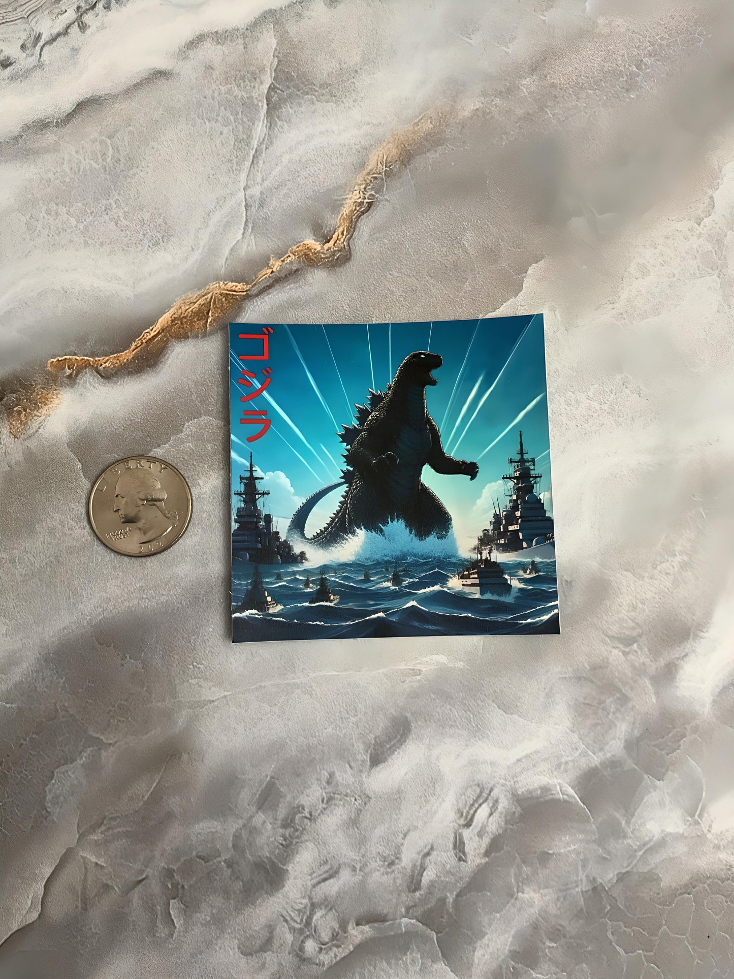 Anime Godzilla Rises Waterproof Holographic Sticker, Holographic Godzilla Sticker, Anime Holographic Sticker