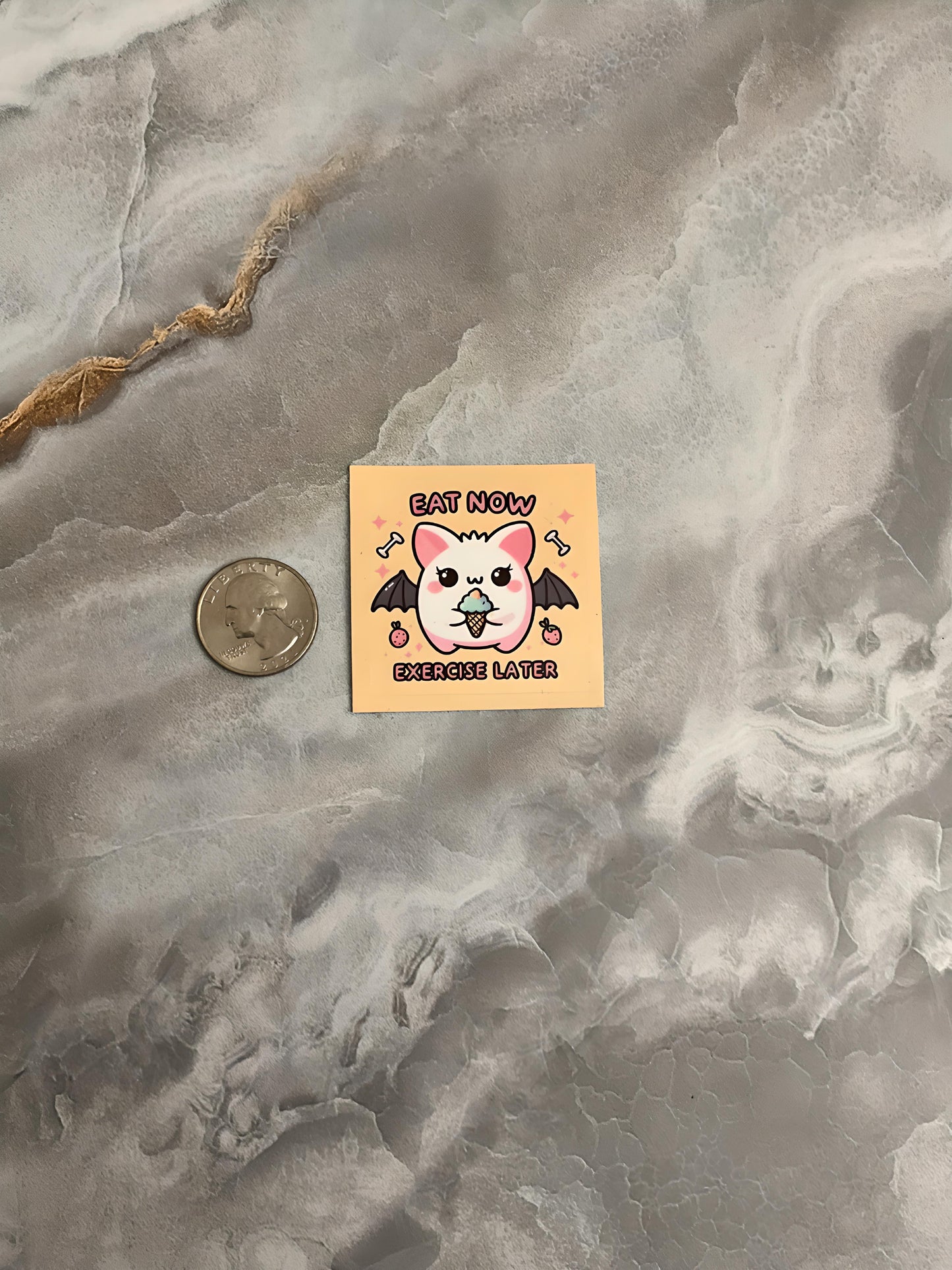 Lazy Bat Waterproof Sticker, Cute Bat Sticker, Bat Sticker, Cute Animal Sticker, Ice Cream Sticker, Anime Ice Cream, Bat Ice Cream Sticker
