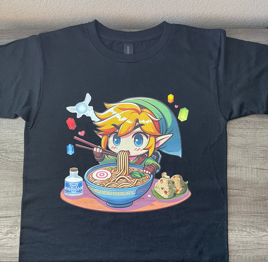Link Ramen Kids/Adult Unisex Shirt, Link Shirt, Zelda Shirt, Ramen Shirt, Anime Ramen Shirt, Anime Shirt, Gamer Shirt, Anime Gamer Shirt, Cute Ramen Shirt, Legend Of Zelda
