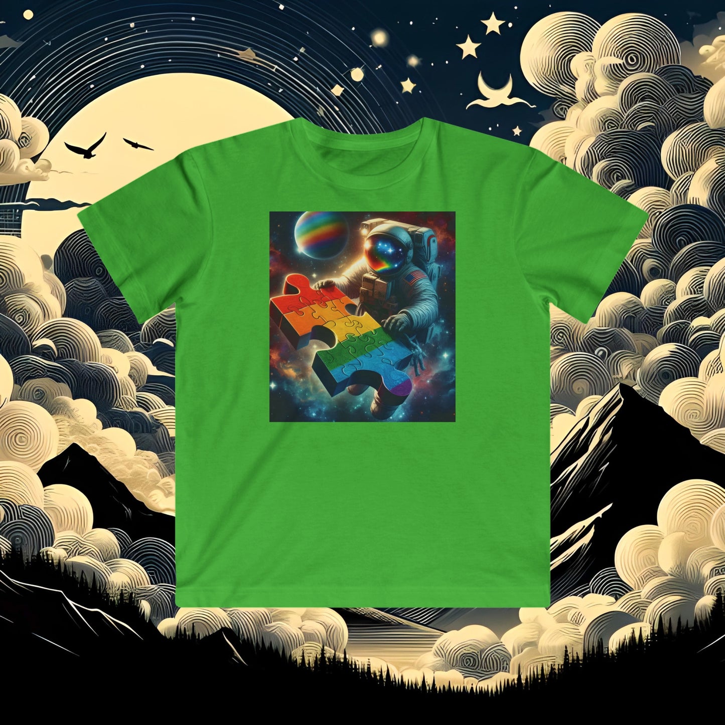 Astronaut Autism Awareness Kids Tee, Puzzle Kids Shirt, Space Kids Shirt, Astronaut Kids Shirt, Colorful Kids Shirt