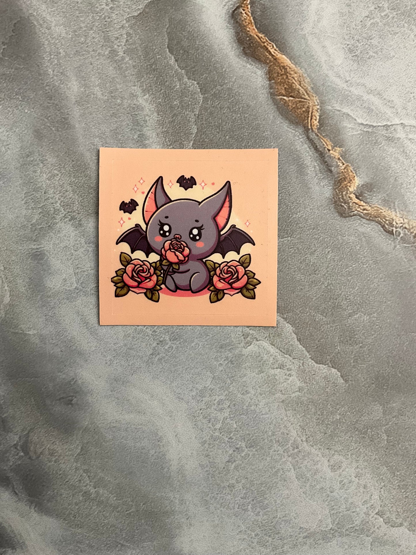Spring Bat Waterproof Stickers, Cute Animal Bat Stickers, Cute Flower Stickers, Kawaii Anime Animal Bat Stickers