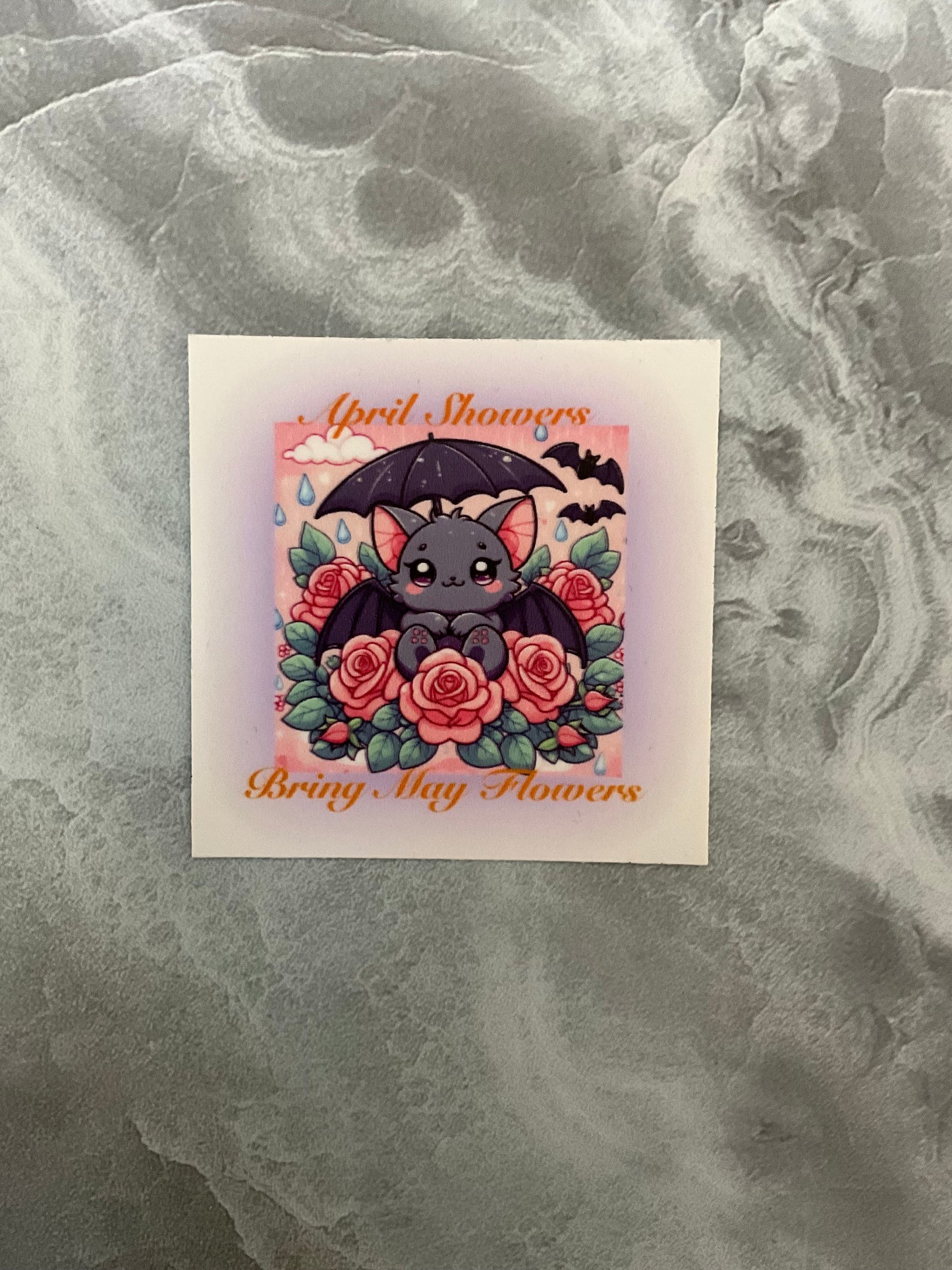 Spring Bat Waterproof Stickers, Cute Animal Bat Stickers, Cute Flower Stickers, Kawaii Anime Animal Bat Stickers