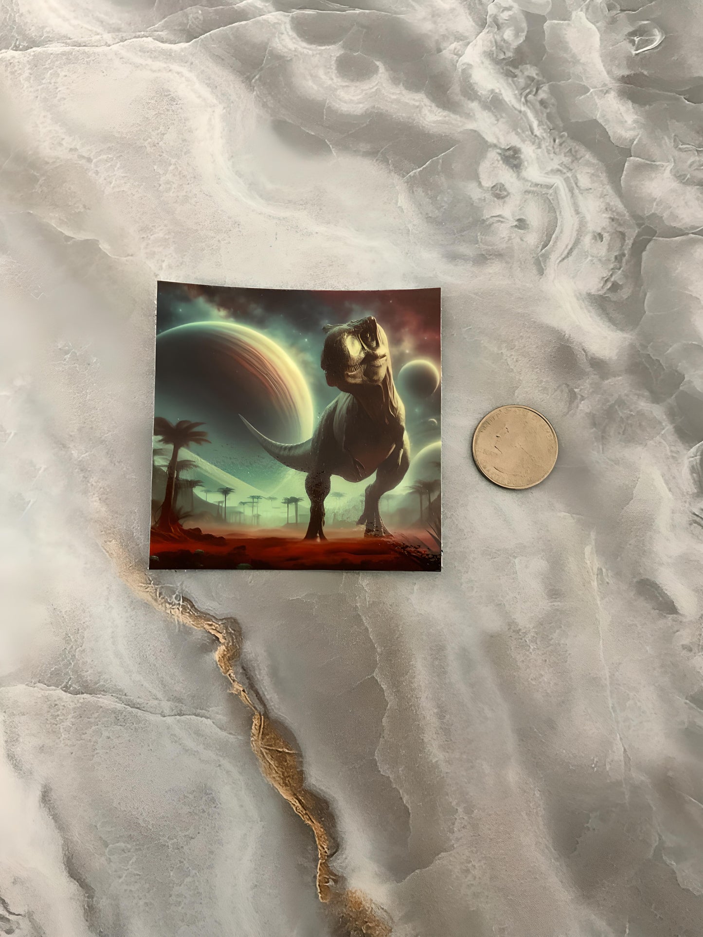 T-Rex on an Alien Planet Glow In The Dark Waterproof Sticker