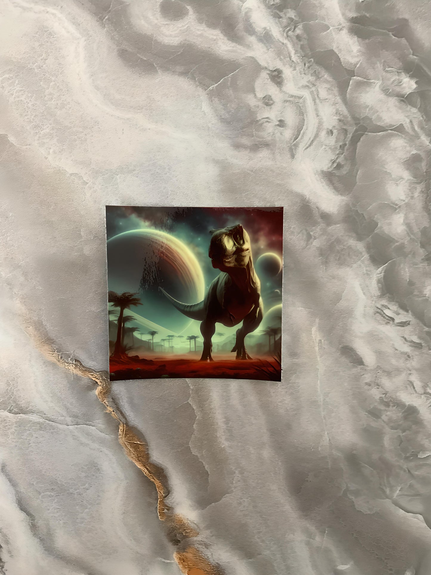 T-Rex on an Alien Planet Glow In The Dark Waterproof Sticker